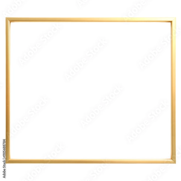 Obraz Minimalist rectangular gold frame. png isolated background. transparent background.