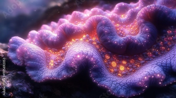 Obraz Ornate holographic fractals with glowing magenta highlights, reflective metallic finishes, and smooth textures