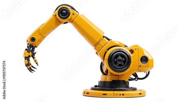 Fototapeta Yellow Industrial Robotic Arm on transparent Background