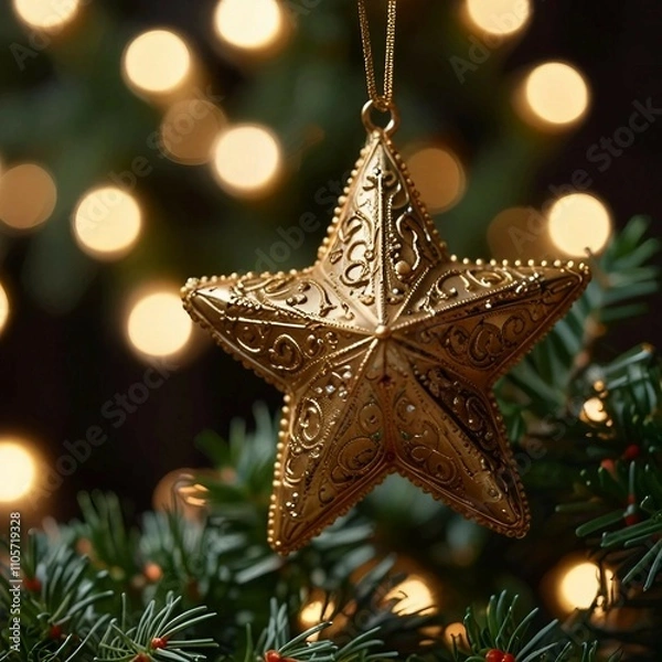 Fototapeta Handmade eco-friendly Christmas decorations made from natural materials like wood, buttons, glass, twine, pine cones,candles, seashells and cinnamon sticks, adding charm to holiday celebrations.