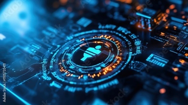 Fototapeta A cybersecurity threat alert system displayed on a digital interface.