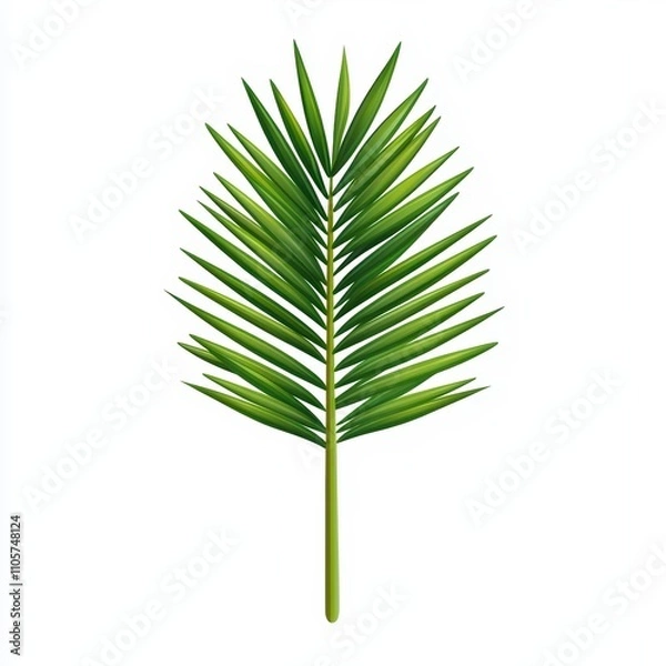 Fototapeta Green palm leaf on a white isolated background.