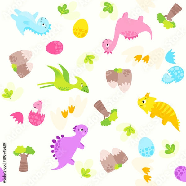 Fototapeta seamless pattern with dinosaurs