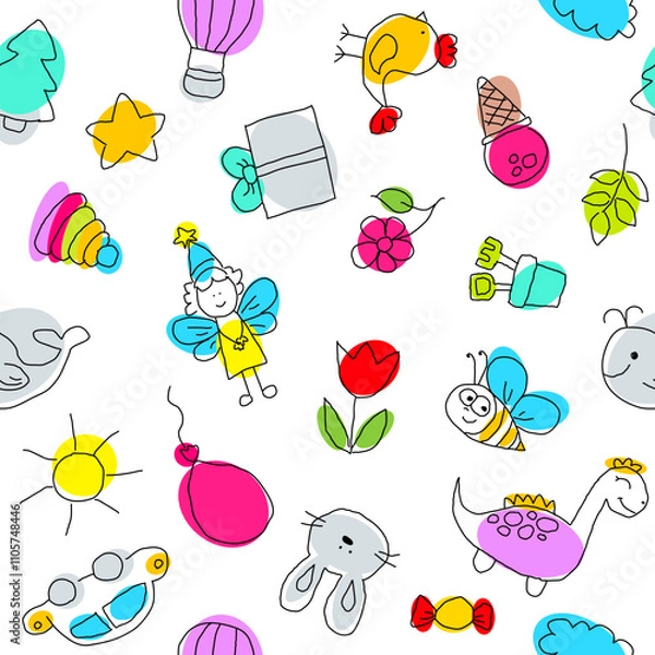 Obraz seamless pattern with children's drawings
