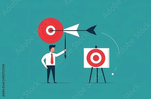 Fototapeta Learn from failure or mistake, admit and embrace the failure and practice to achieve success next time concept, businessman holding book look at missed target arrow learning or studying mistakes.