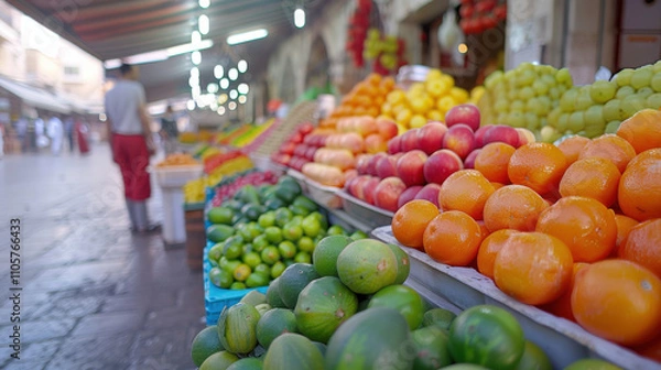 Obraz fresh vegetables on market stall