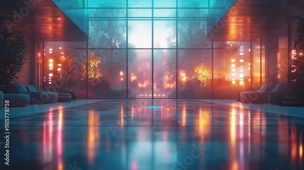 Fototapeta Sleek cyberbroker showcasing elegant estate holograms in a modern architectural space futuristic urban environment gigapixel visuals for immersive experiences