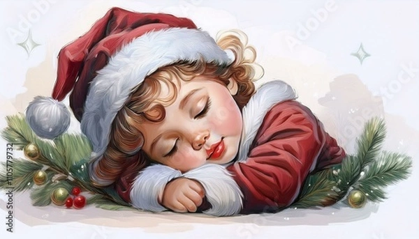 Obraz Sleeping Santa Baby
