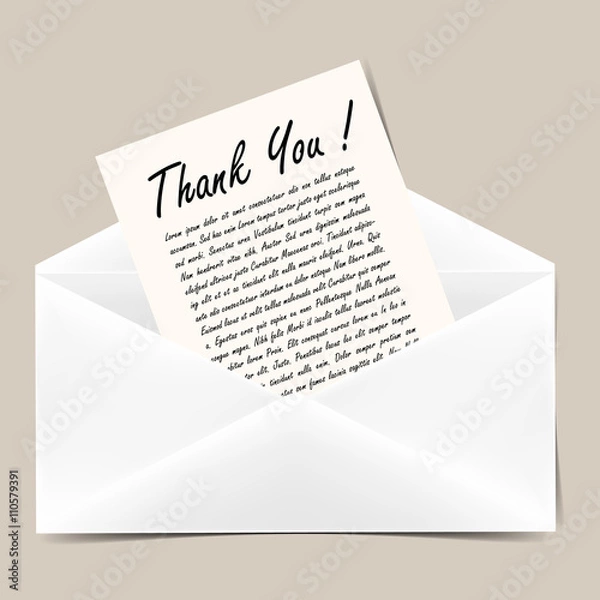 Obraz Opened envelope with letter illustration