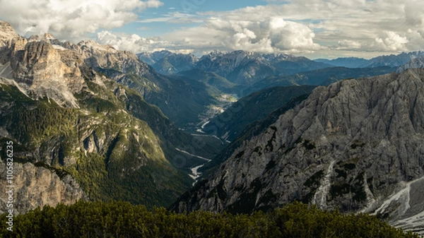 Fototapeta Golden Horizons: Capturing the Dolomites in Fall
