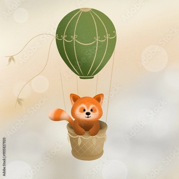 Obraz red panda on balloon