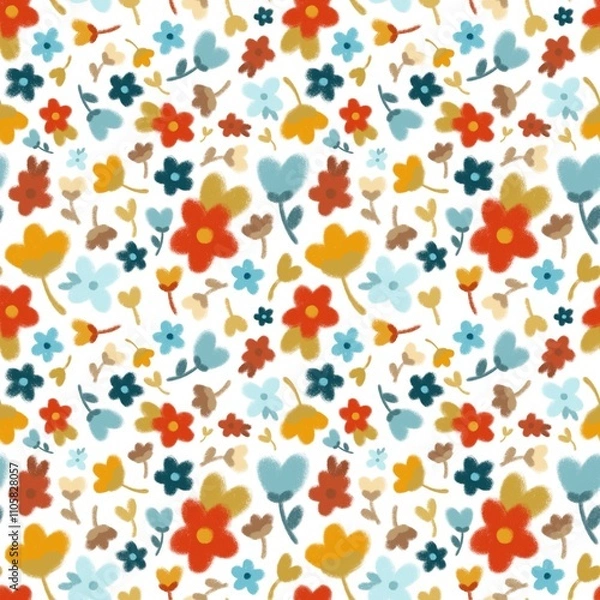 Fototapeta colorful seamless pattern with flowers