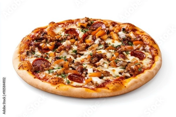 Fototapeta A pizza with pepperoni and cheese on it