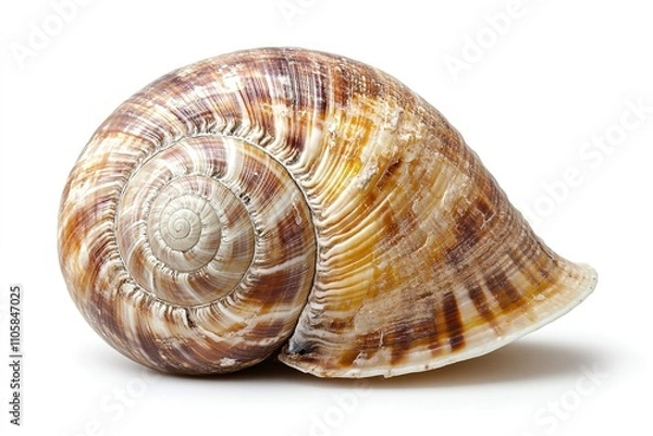 Fototapeta Close-up of detailed spiral shell on white background