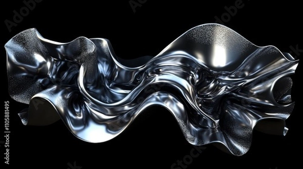 Obraz Stunning Abstract Metallic Liquid Design. A mesmerizing 3D render of flowing, liquid silver