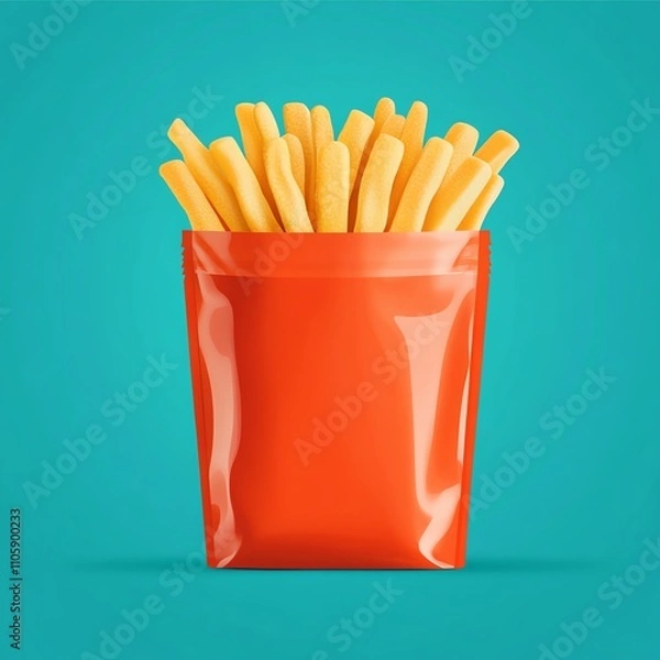 Fototapeta Resealable pouch for snacks, designed with modern graphics and branding, flat design illustration