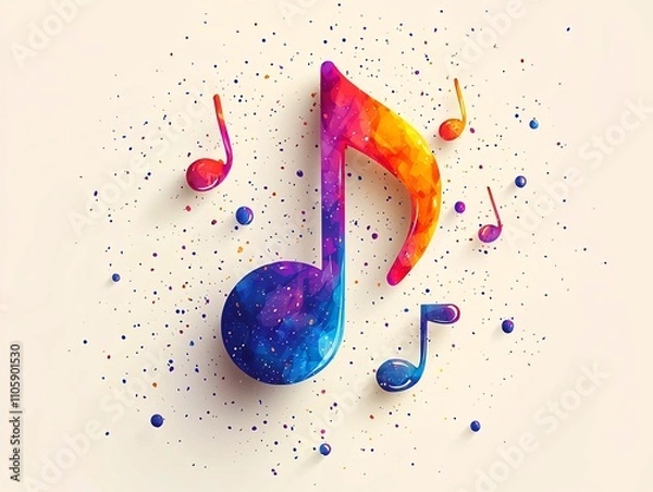 Fototapeta Vibrant Music Note Icon with Playful Color Palette and Flat Design Isolated on White Background