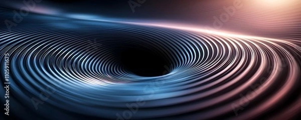 Fototapeta Radiant Black Hole in Cyber Space - Minimalistic Digital Patterns and Geometric Waves with Multicolored Glows for Futuristic and Sci-Fi Themes