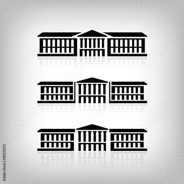 Fototapeta Set of 3 logos of buildings with columns. Vector