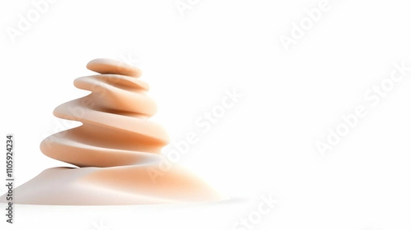 Fototapeta Desert sand pile, dune isolated on white, with clipping path,