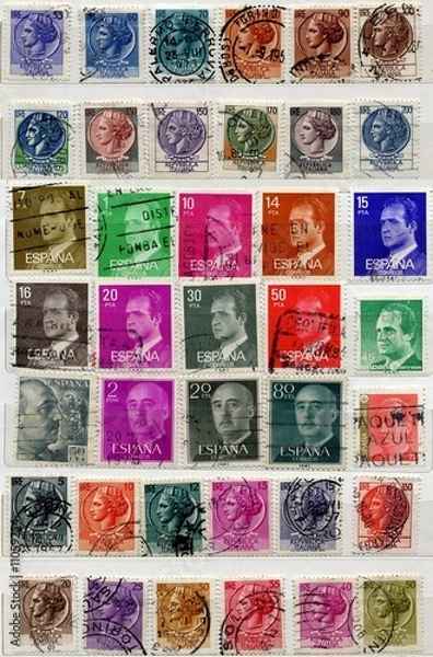 Fototapeta Italian and Spanish old stamps