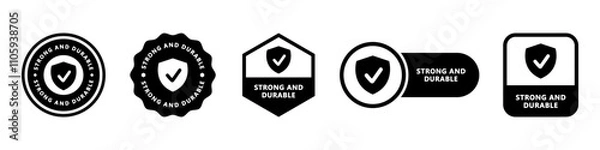 Obraz Strong and Durable - vector signs for information labels.