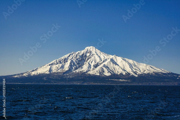 Obraz mountain in winter, rishiri mountain
