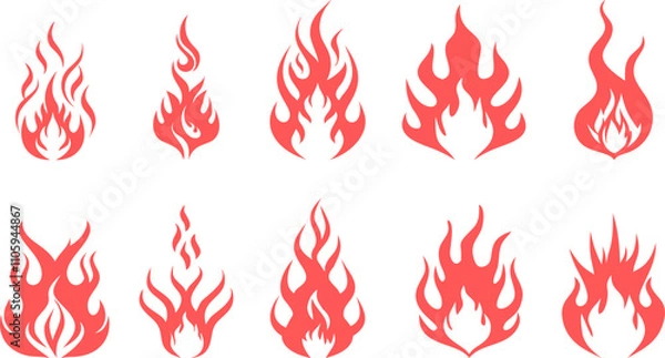 Fototapeta fire flame icon vector set art illustration, fire flame icon bundle vector set