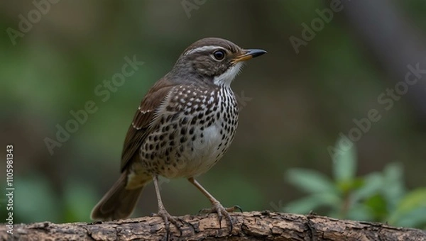 Fototapeta Dusky thrush keeping a watchful eye.