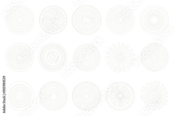 Fototapeta Abstract Spiral Circle Designs Geometric Patterns Swirls Concentric Circles Black and White