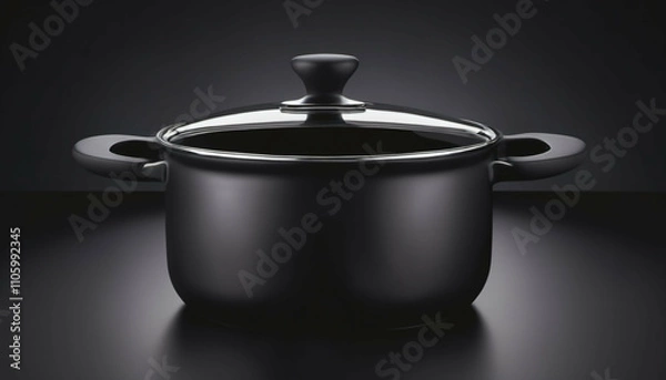 Fototapeta a solitary black cast iron pot with a lid