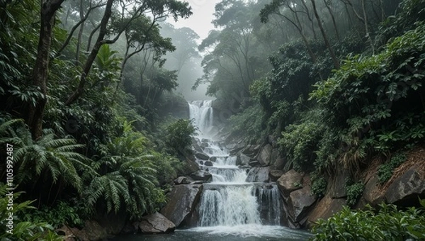 Fototapeta scenic view of a waterfall