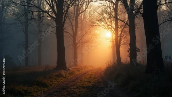 Fototapeta ethereal scene along a dirt path