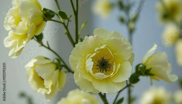 Fototapeta close-up view of a cluster of yellow flowers