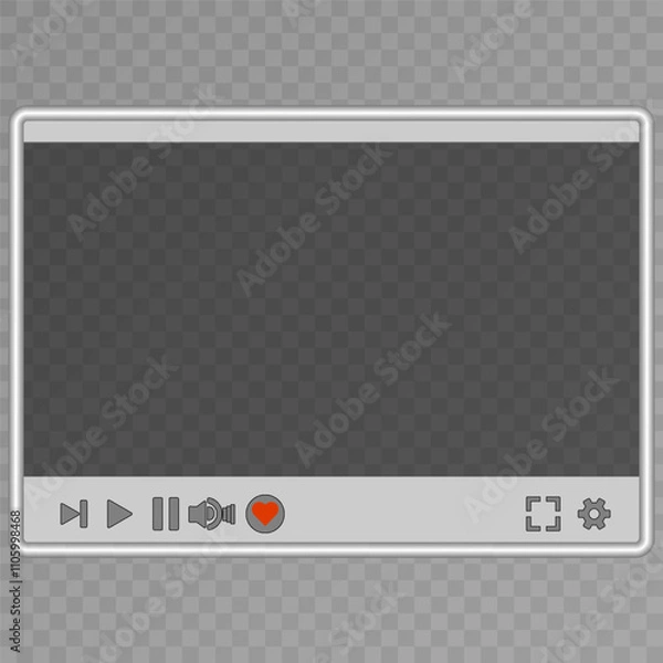 Fototapeta Realistic video player with shadow . 