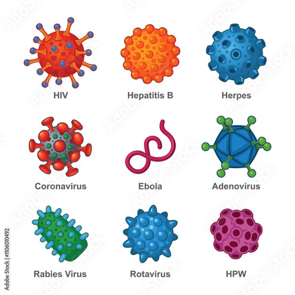 Obraz Virus Icons Set on White Background. Vector