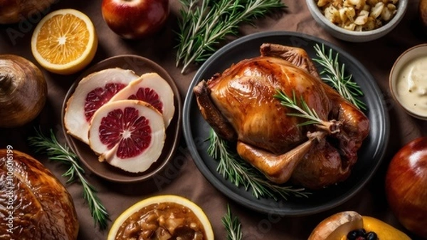 Fototapeta grilled chicken with vegetables