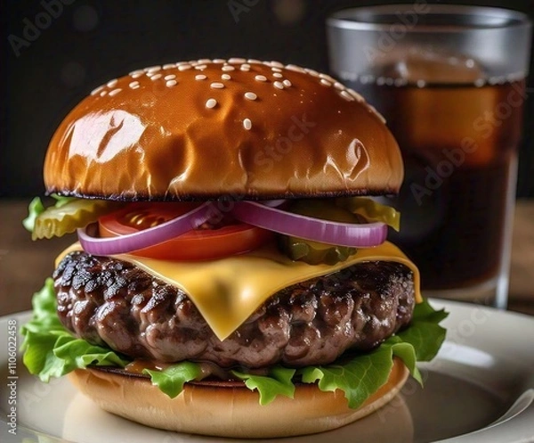 Obraz hamburger and fries