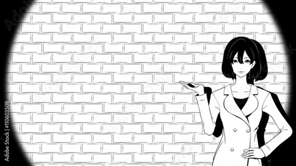 Obraz 紹介する女性 / レンガ