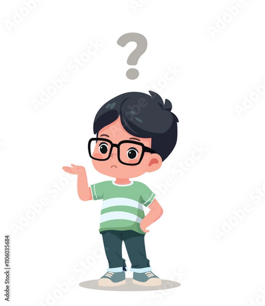 Fototapeta kid boy question thinking idea vector illustration