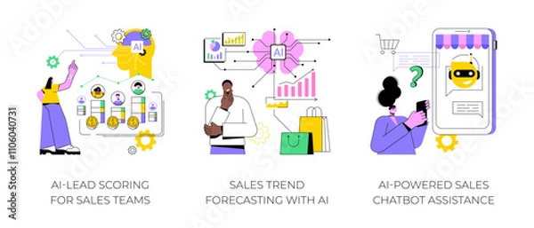 Fototapeta Artificial Intelligence in Sales abstract concept vector illustrations.
