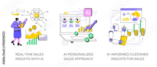 Obraz Sales Customization with AI abstract concept vector illustrations.