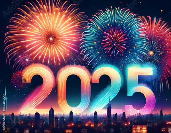 Fototapeta Inspiring 2025 Happy New Year Themed Background Concept