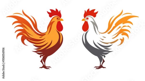 Fototapeta rooster and hen