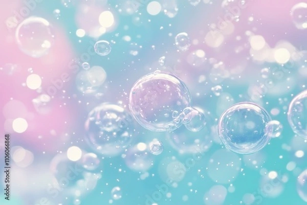 Fototapeta A blue background with many bubbles of different sizes