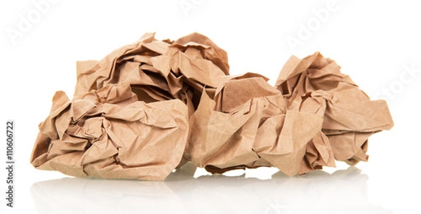 Fototapeta Crumpled wrapping paper isolated on white 