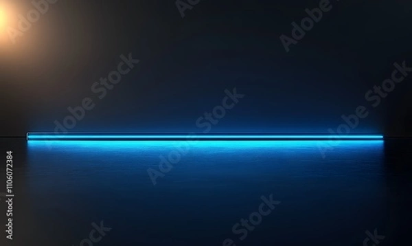 Fototapeta vector illustration featuring a dark grey metallic backdrop with a glowing blue light horizon effect