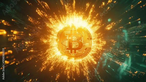 Fototapeta Bitcoin Growth: Symbol of Financial Success and Progress