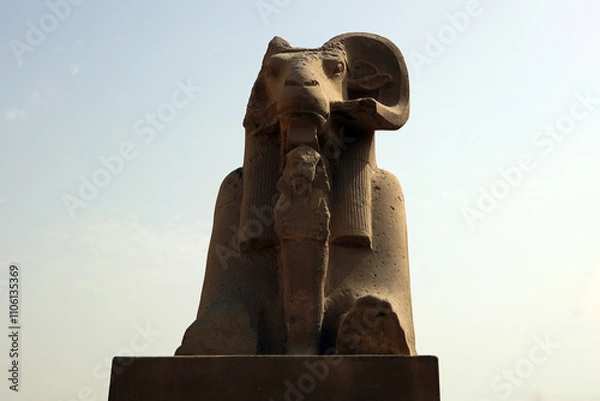 Fototapeta Ram-headed sphinx – main entrance to Karnak temple near Luxor, Egypt