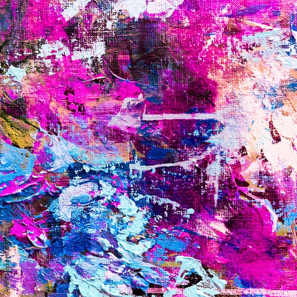 Obraz Vivid colorful  painting.  Background design. Dots , strokes of paint. Textured oil painting.  Hand drawn brush stroke. Multicolored circles. Bright pattern with paint structure. Impasto. Color scheme
